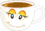 Volle Kaffeetasse mit einem Lächel!